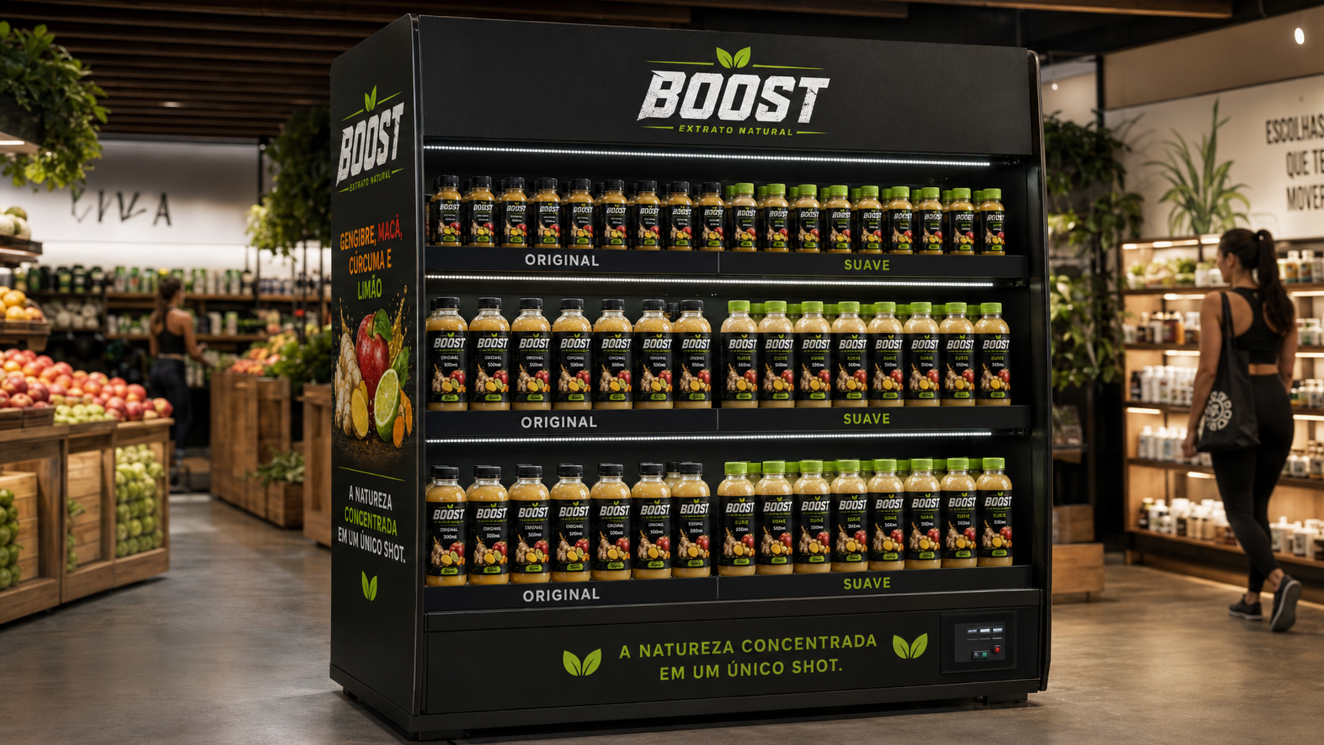 Geladeira aberta multideck Boost em supermercado